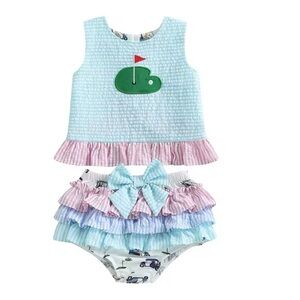 New baby girl’s Ruffle Outfit with Bow  12-18 months